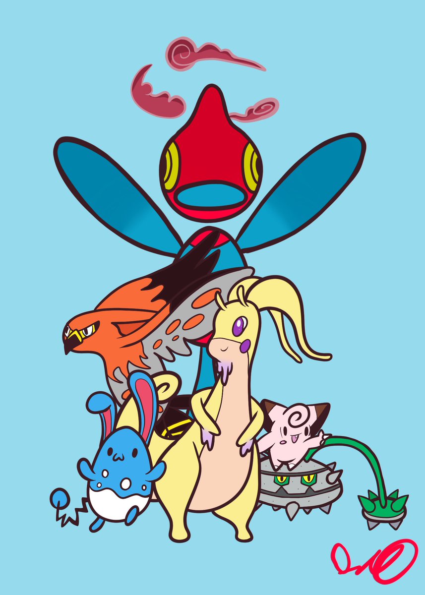 Lewlo_'s tweet photo. The end of VGC series 6 was a few days ago, so I decided to make a drawing of the team I used. This was a fun team that I very much enjoyed using. Thanks to @PaperAdventure_  for letting me use her prized Shiny Goodra Curry.
#Pokemon 
#vgc2020 
#pokemonvgc https://t.co/ptNM5AxQDX