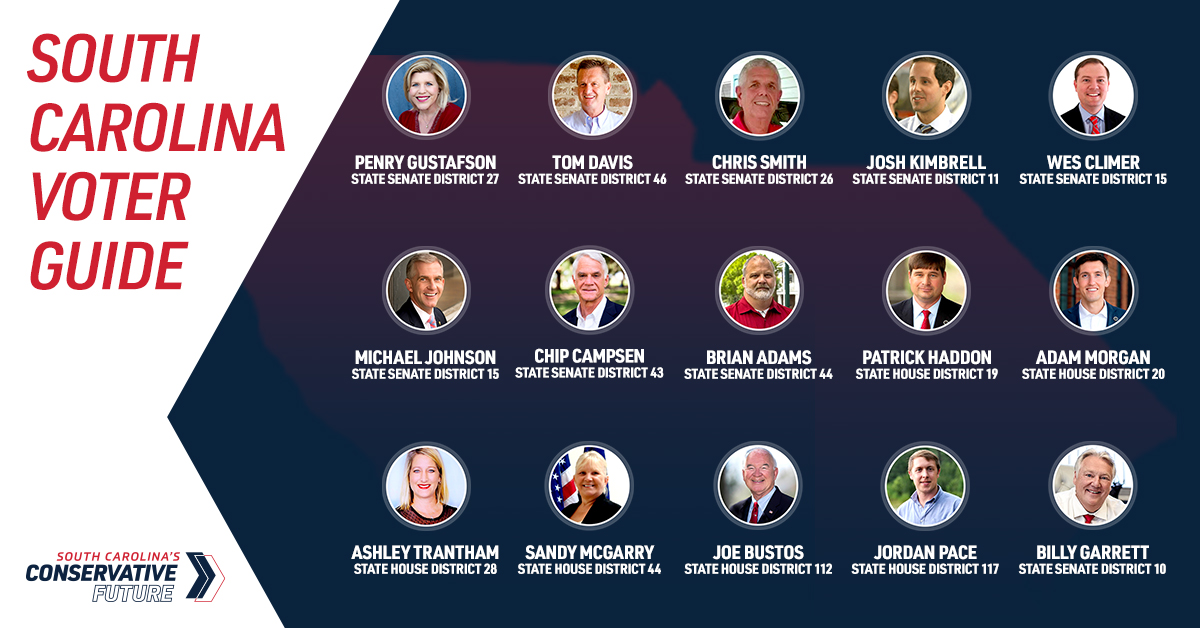 jwarrensc's tweet photo. One more day until #ElectionDay! South Carolina's Conservative Future is proud to support candidates across the state who are committed to conservative leadership. Share this voter guide to spread the word! 🇺🇸 https://t.co/GOiwkO45Jm