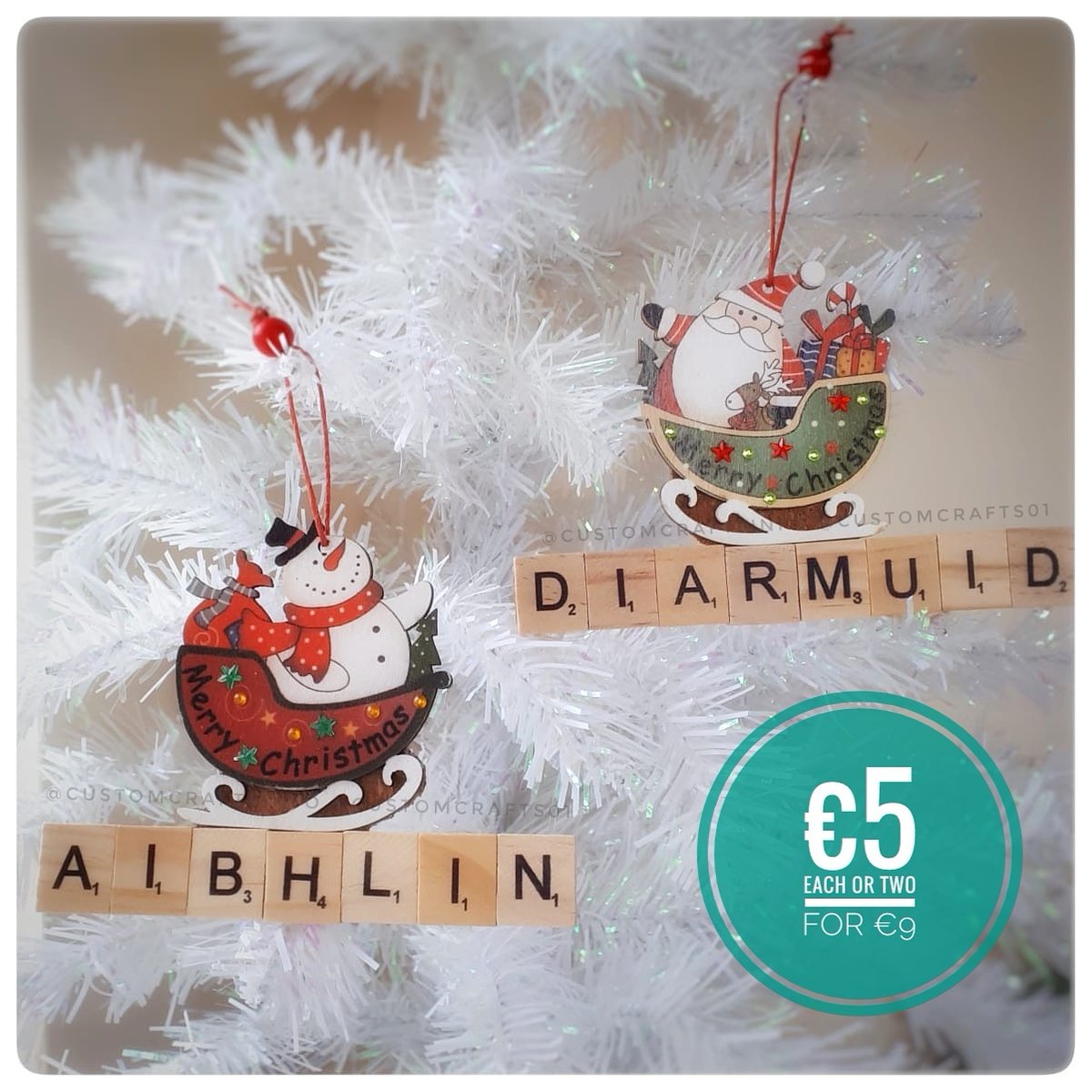 CustomCrafts01's tweet photo. ORDER BOOK NOW OPEN
New Wooden Personalised Tree Decorations. €5 each or two for €9

Get your orders in early to avoid disappointment.

https://t.co/D8TXZ2D4L4

#christmas #xmas2020 #treedecorations #supportsmallbusiness #scrabbleletters #personalised #decorations #tree https://t.co/5DZD9bdSAv
