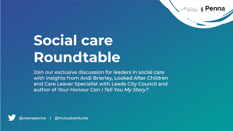 This Wednesday at 5pm, we're hosting a webinar with 
<a href="/MutualVentures/">Mutual Ventures</a>. Join our #socialcare experts and guest speaker @Andibrierley for a discussion the sector, and of his practice and approach to promoting the wellbeing of vulnerable children.
Register at bit.ly/3e7CNI2