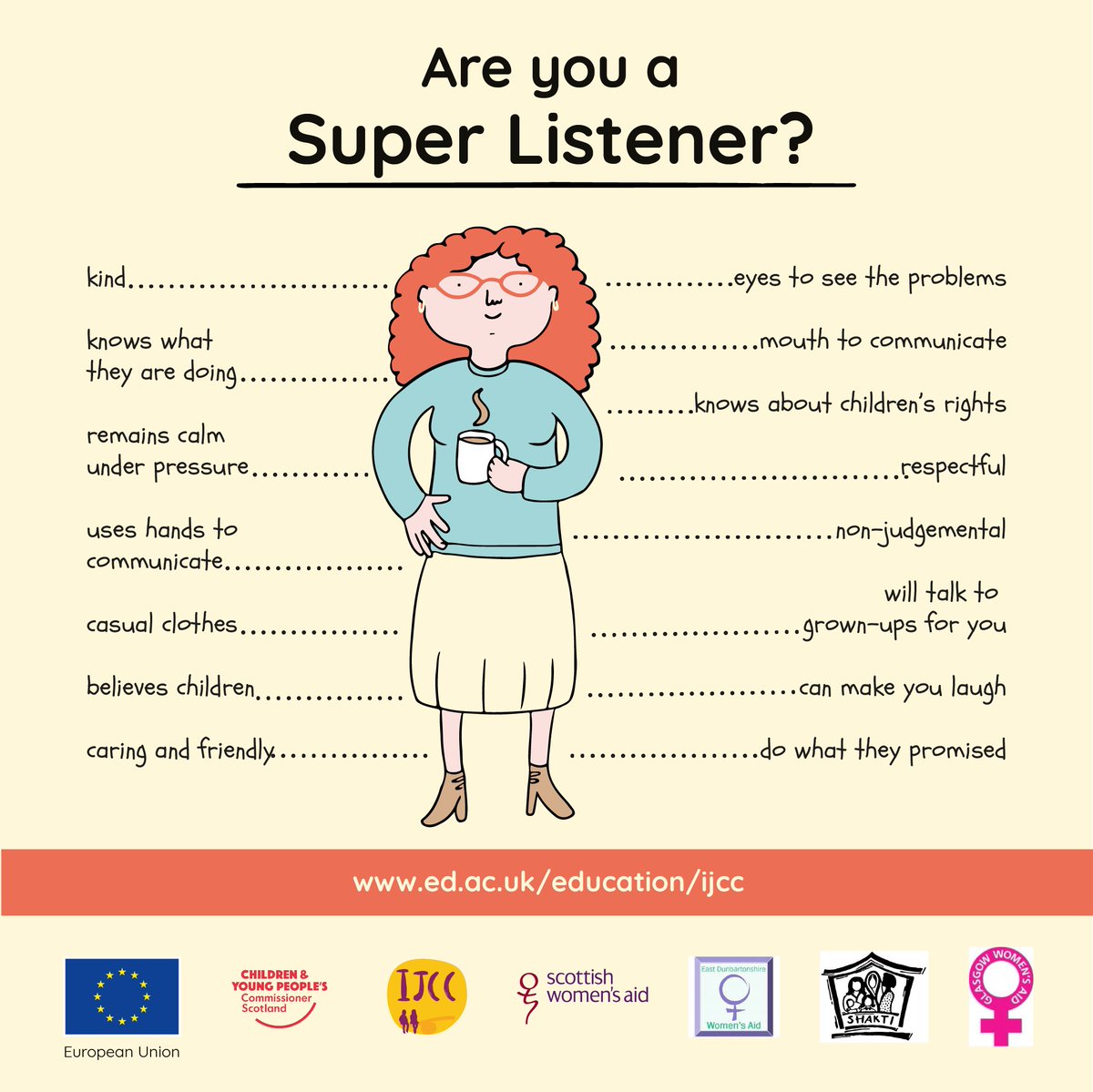 CYSRG1's tweet photo. "Human beings have rights so children have rights."

A Portuguese young expert from Improving #JusticeInChildContact is talking about the need for child-friendly spaces in judicial proceedings and for adults to be Super Listeners. https://t.co/jLRfM33y1F