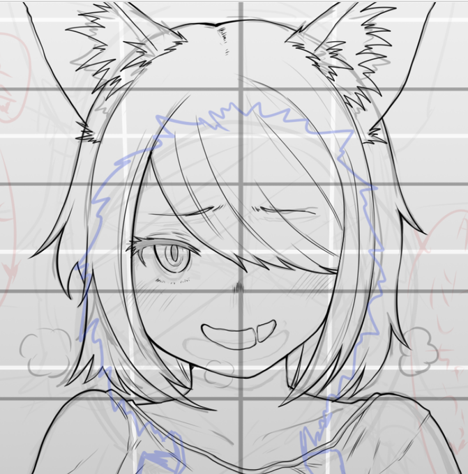 ザクザクとペン入れ。skeb依頼の方のオリキャラかな?猫キャラなんだけどかわいいね。 