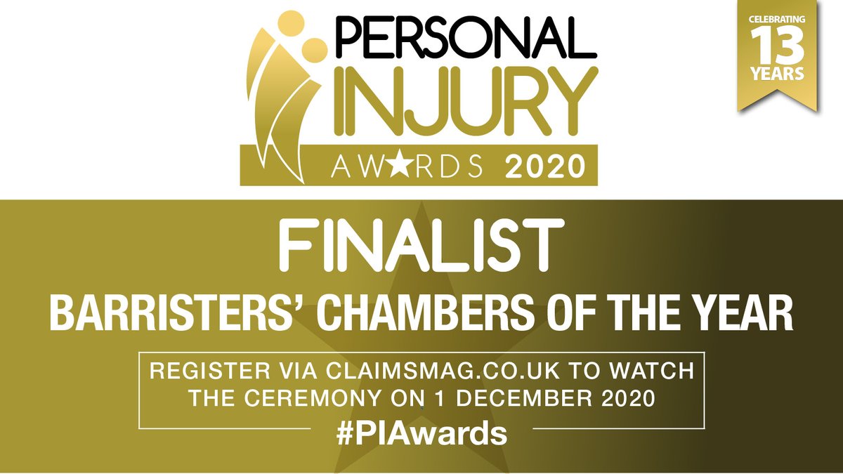 farrarsbuilding's tweet photo. We are delighted to announce that we are finalists for 'Barristers' Chambers of the Year' in the Personal Injury Awards 2020!! Huge credit to all the team! Results will be announced virtually on 01.12.20 @ 7pm. Please join us: https://t.co/DHhX9H3K4f
#PIAAwards #finalist https://t.co/YoQm505W57