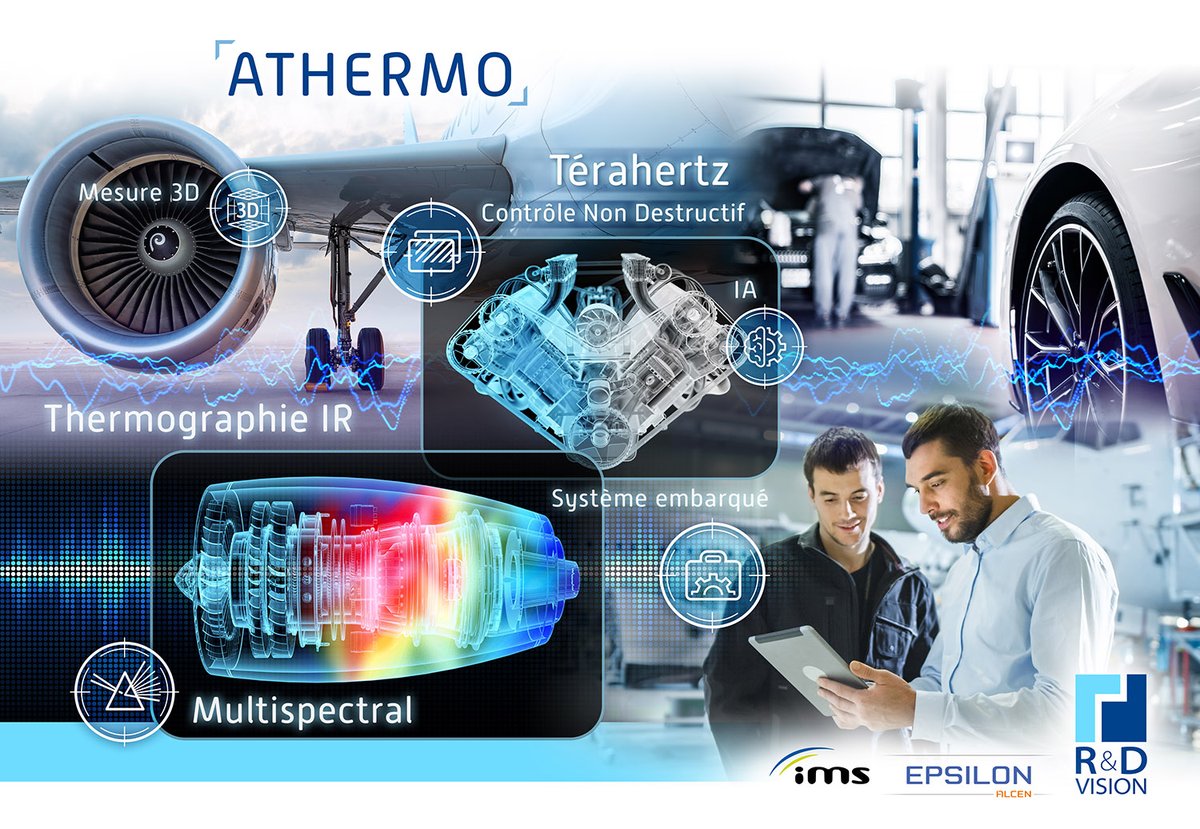 RnDVision's tweet photo. R&D Vision #EPSILON_ALCEN @LaboIMS sont heureux d’annoncer que le projet #ATHERMO entre dans une nouvelle phase. Solution #CND intégrant #Térahertz ThermographieIR #visible #3D
Merci #FUI @NvelleAquitaine @Occitanie @Bpifrance @AerospaceValley @Alpha_RLH
https://t.co/tq7SsWiY27 https://t.co/IRJ4veD28h