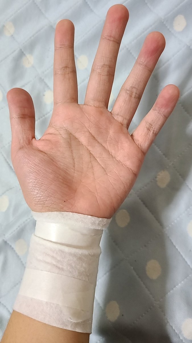 アジフライ 手首痛すぎて湿布巻いたけどヤバイ女みたいになってて笑う