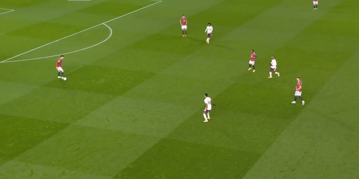 Scott McTominay – PositioningThis is the last time I'll mention this. Here, Scott does what he's been doing since the start of the game. He drifts into the middle of the pitch during build-up and isolates AWB. If this was the plan from Solskjær then it wasn't a good one.