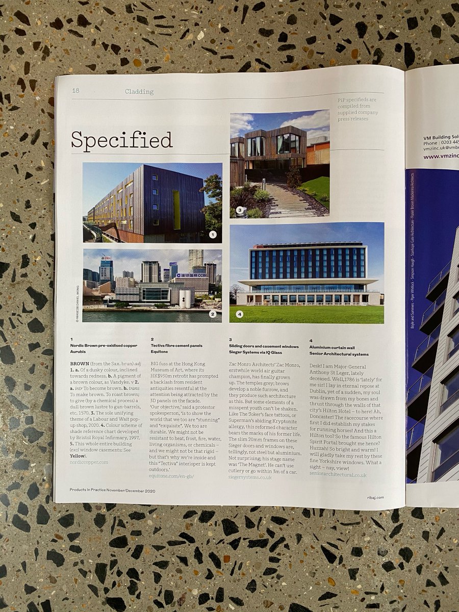 We're in the Nov/Dec edition of the RIBA PIP - find us on pg 18 with @IQGlassUK and @SiegerAluminium in an article focusing on Cladding Specifications!

#zacmonroarchitects #architecture #architect #ribajournal #themagnet #minimaldesign #moderndesign #Construction #London #design