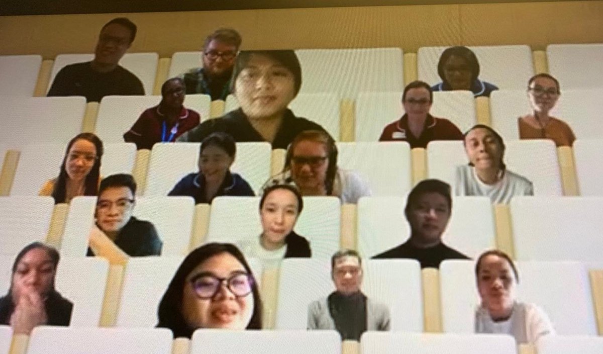 Itunurse's tweet photo. A successful virtual meet and greet for our newest arrivals of #IENs a huge welcome from #neurology #Cardiology and #privatepatients you are now part of @Imperialpeople #virtualOSCE training starts tomorrow @marlonph5 @KatharineB_66 @sue_burgis @SigsworthJanice @Jan_Goldsmith35 https://t.co/6OEGIA3zi3