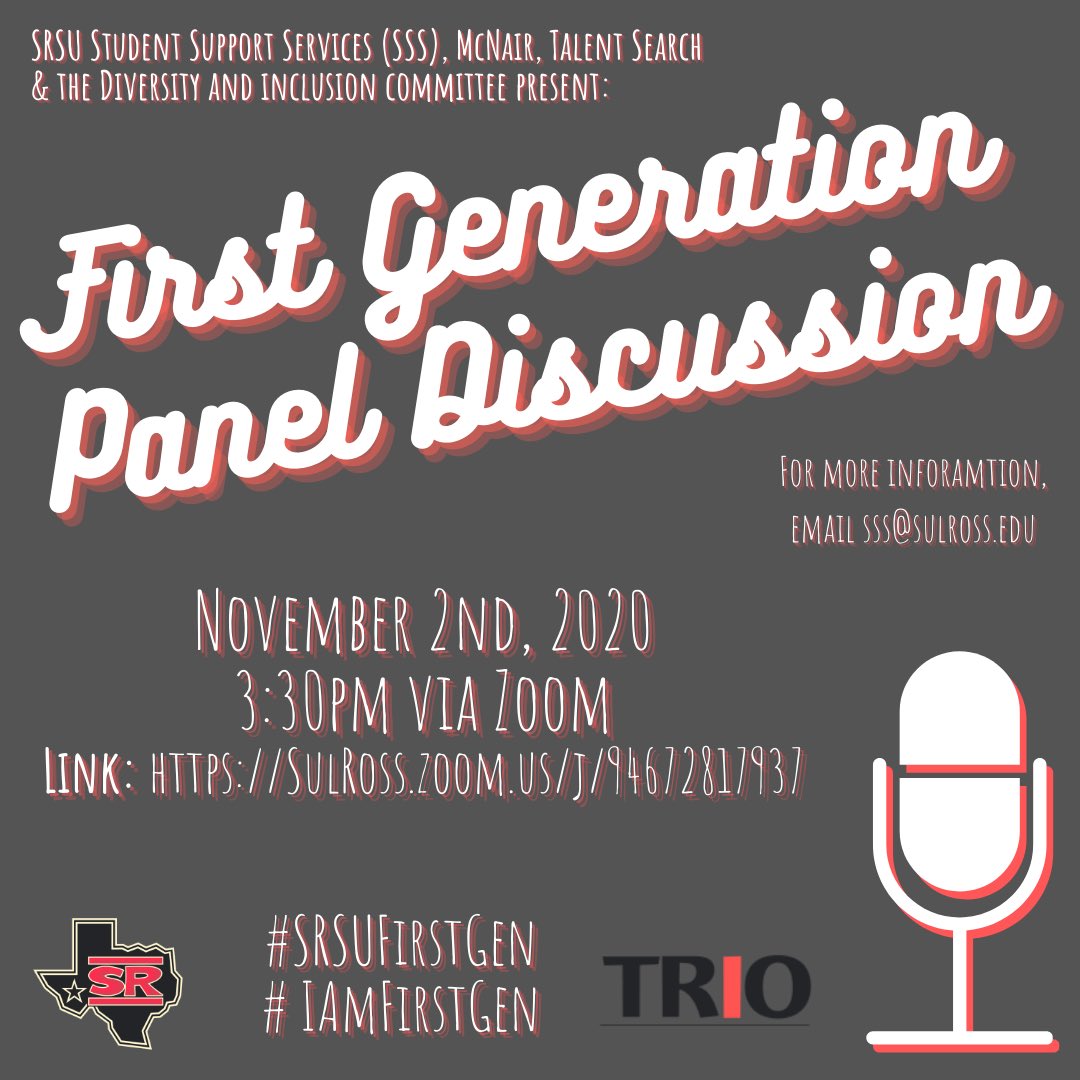 srsusss's tweet image. Join us today for a staff/faculty panel discussion at 3:30pm on zoom! 🎓🐺❤️ Check your email for the direct link.  #SRSUFirstGen #IAmFirstGen #SRSUSSS #TrioWorks