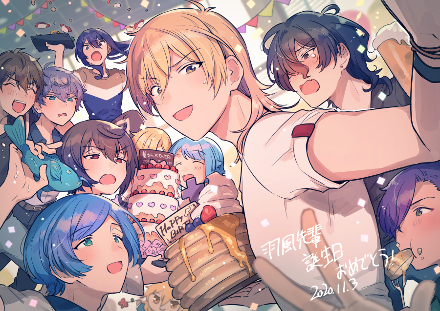 food multiple boys blonde hair confetti 6+boys cake happy birthday  illustration images