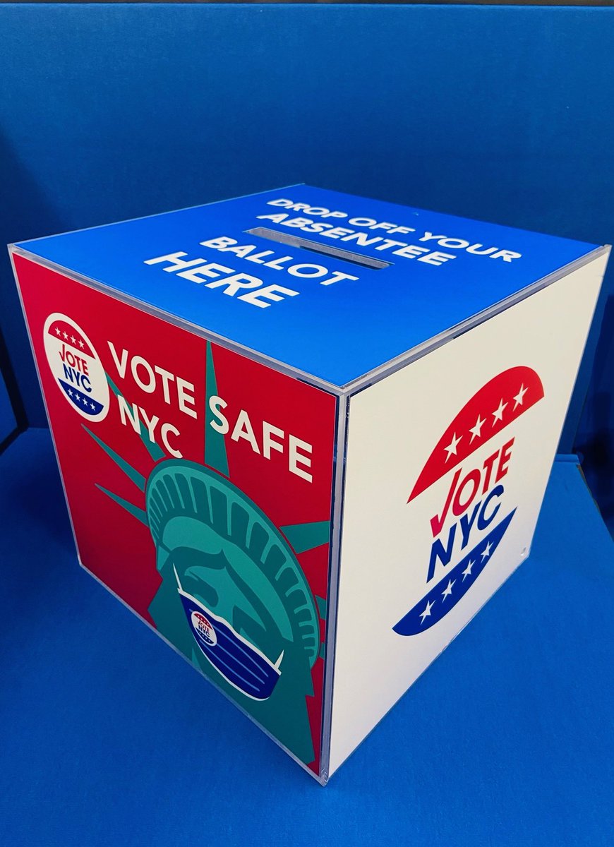 If you have a mail-in ballot, you can put it into a box at the poll site. You don’t need to wait in line, and you don’t need postage.This is what the drop box looks like:  (5/)
