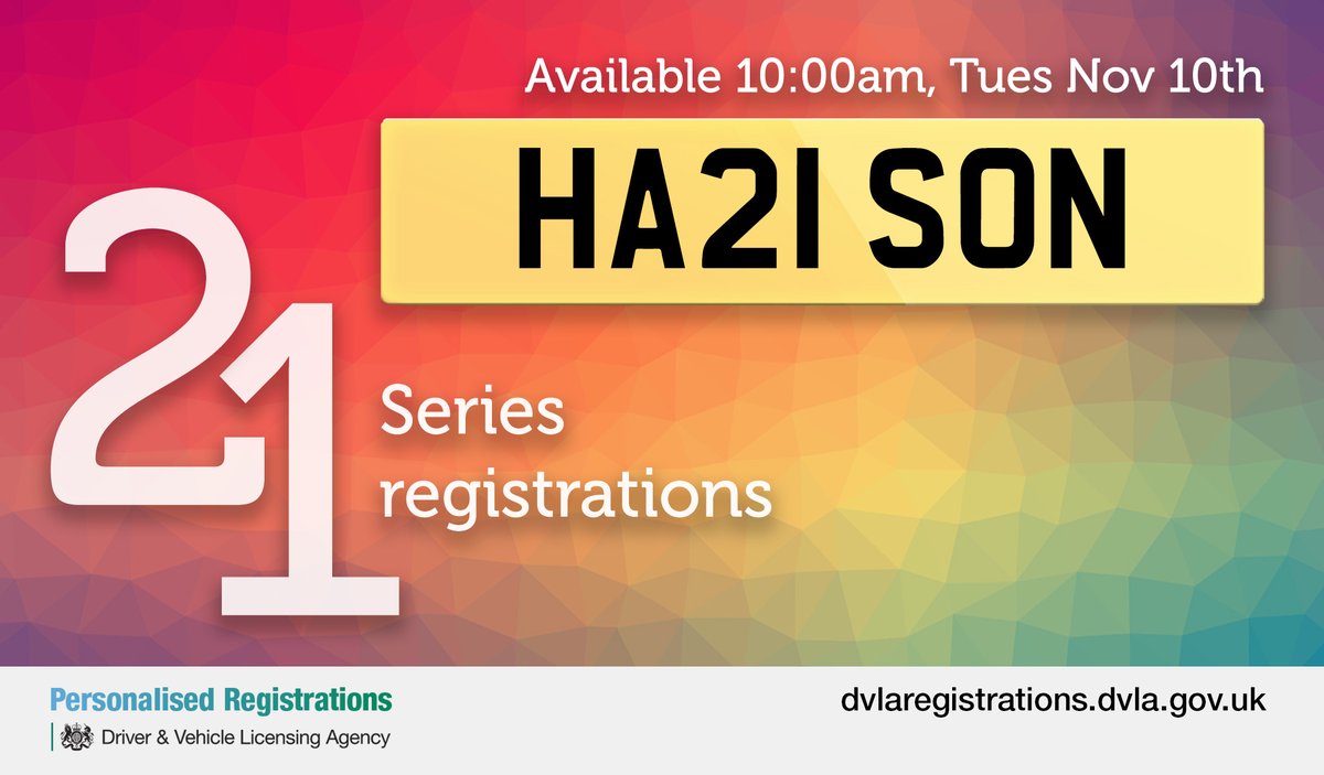 DVLAPersReg's tweet photo. Tag a #Harisson to let them know that it will be available at 10am on 10th November! You can search the full range at https://t.co/9atvWIyzT8
#MyDVLAReg #MakeItPersonal #NewRegistrations #Harison https://t.co/7Er0U4gA9k