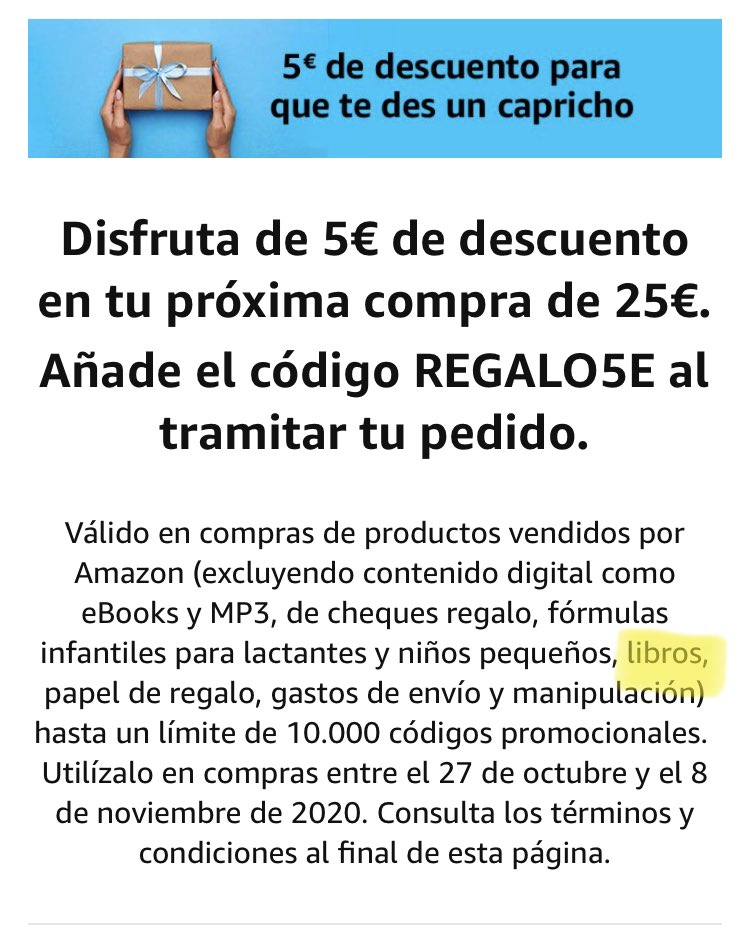 Paula__ner's tweet photo. Gracias @amazon por contribuir tanto a la cultura 👊🏻
Quiero mis 5€ en libros ! 🙏 https://t.co/Aq8OxTe43z