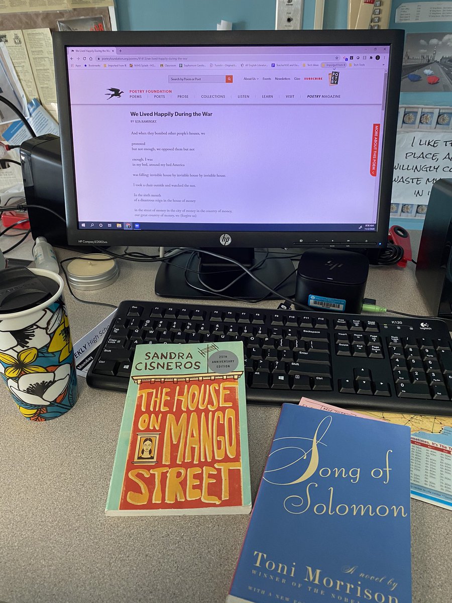 nvaltidis's tweet photo. We’re remote AND we have a full day of meaningful poetry and rich novels on the agenda today for English 2, English 3 &amp; AP Lit #IPEA37yearsofuninterruptedservice @CathyPiehl @karubas @NatashaSGrover @RaczakRaczak @laurieedonahue @mark_rising @susandemm28 https://t.co/0DvmeOotgE