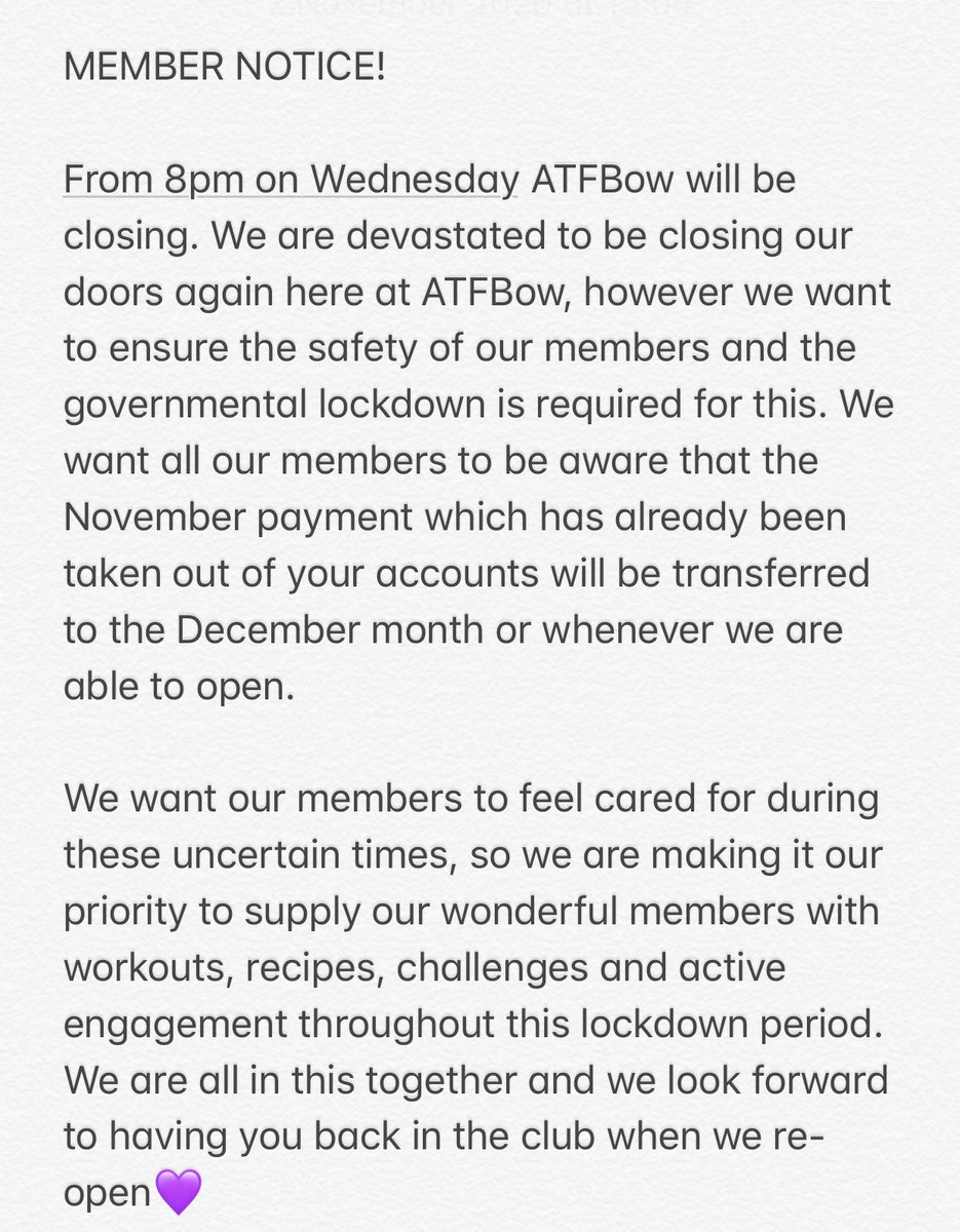 Hi guys, as you know the club will close on Wednesday at 8pm. See the message attached for details.