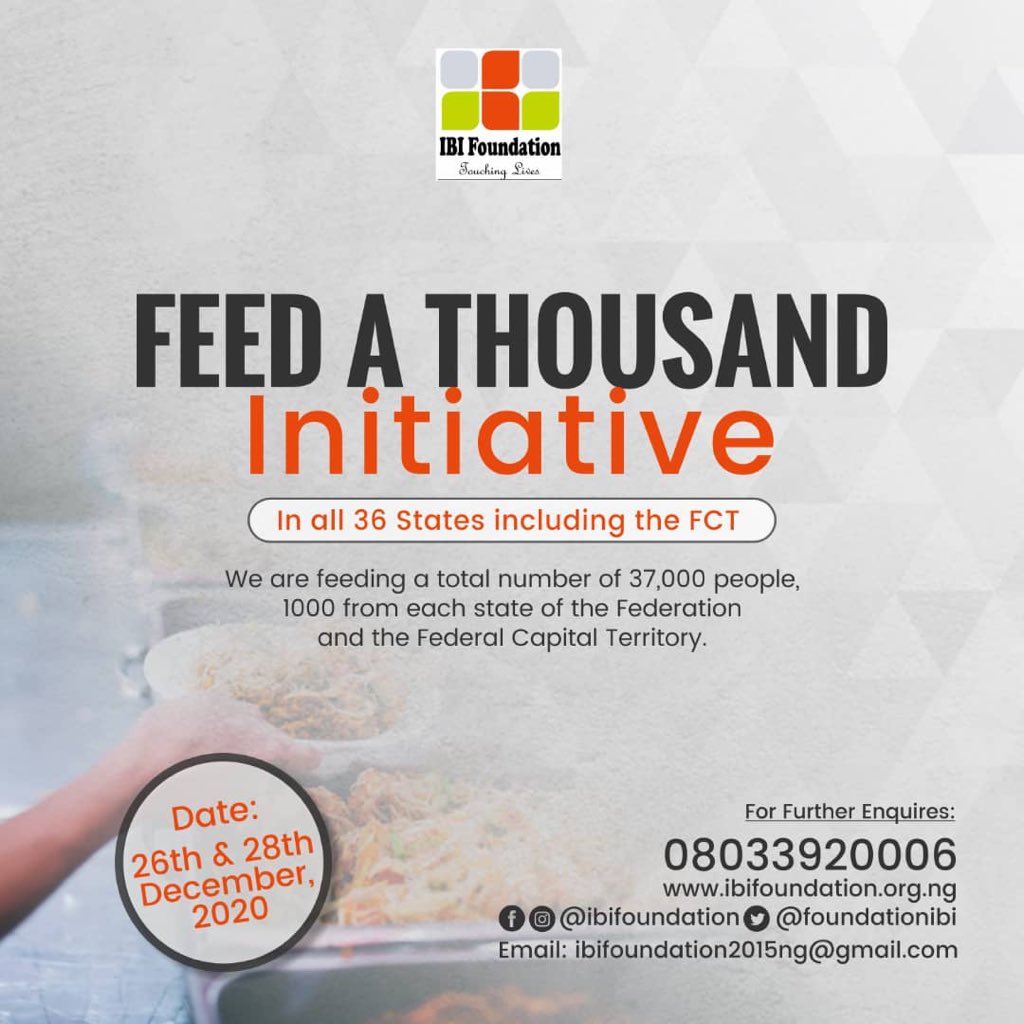 FoundationIbi's tweet photo. UNVEILING: Feed a Thousand Initiative —#FAF2020. 37,000 people in 36 states will be beneficiaries of this initiative🎉🎉🤩
We are thrilled. We need your support to enable us run this successfully. Kindly see details on flier.
#faf2020
#feedathousand https://t.co/4r2IXAFBls