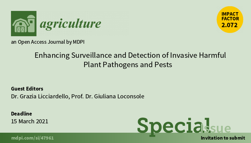 Grazialicci2307's tweet photo. I'd like to invite again to submit your articles to this interesting special issue #mdpi #agriculture #plantdiagnosis #emergentpatogens #bacteria deadline posticipated to 15th march https://t.co/W3Mq3XrsT0