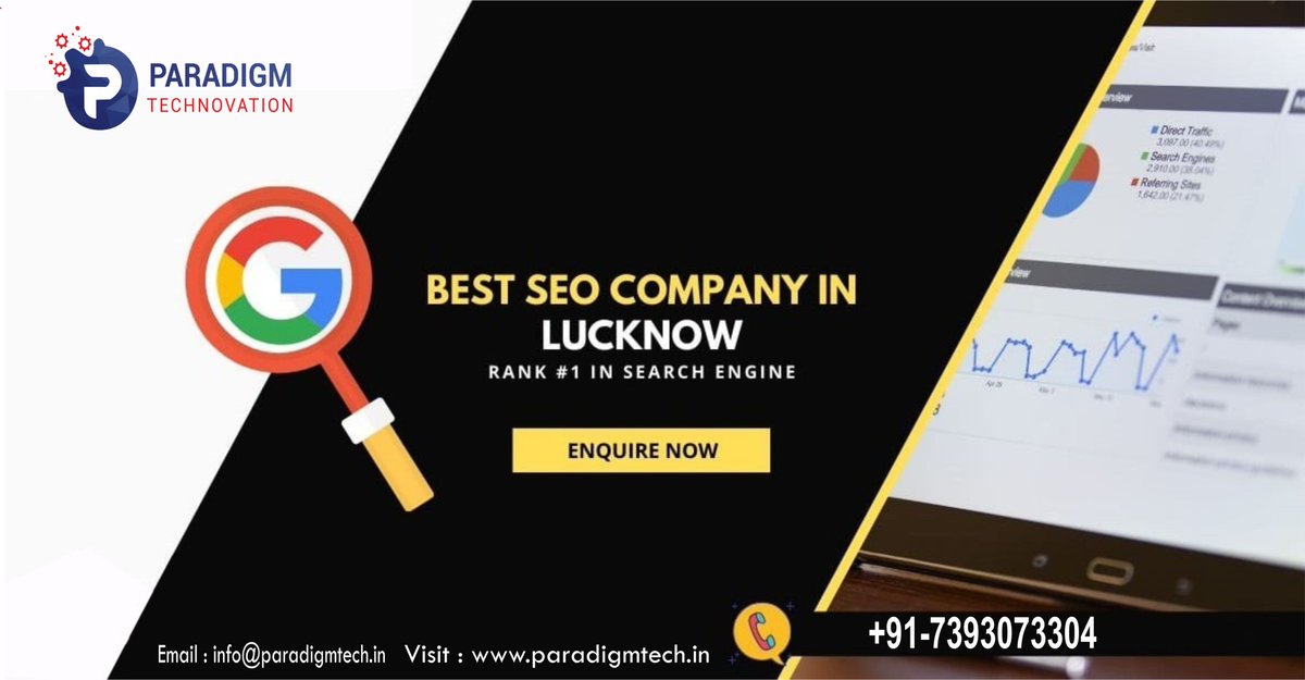 paradigmtech07's tweet photo. Paradigm Technovation  is the leading SEO Company in Lucknow providing high quality &amp; expert SEO services in Lucknow. 
For More Details
Reach us @+91 7393073304 
Visit at https://t.co/Aha3fUgtRd 
#LifeAtParadigmtechnovation #DigitalMarketing #SEOServices #SEOCompany https://t.co/Mg8wiaDZB9