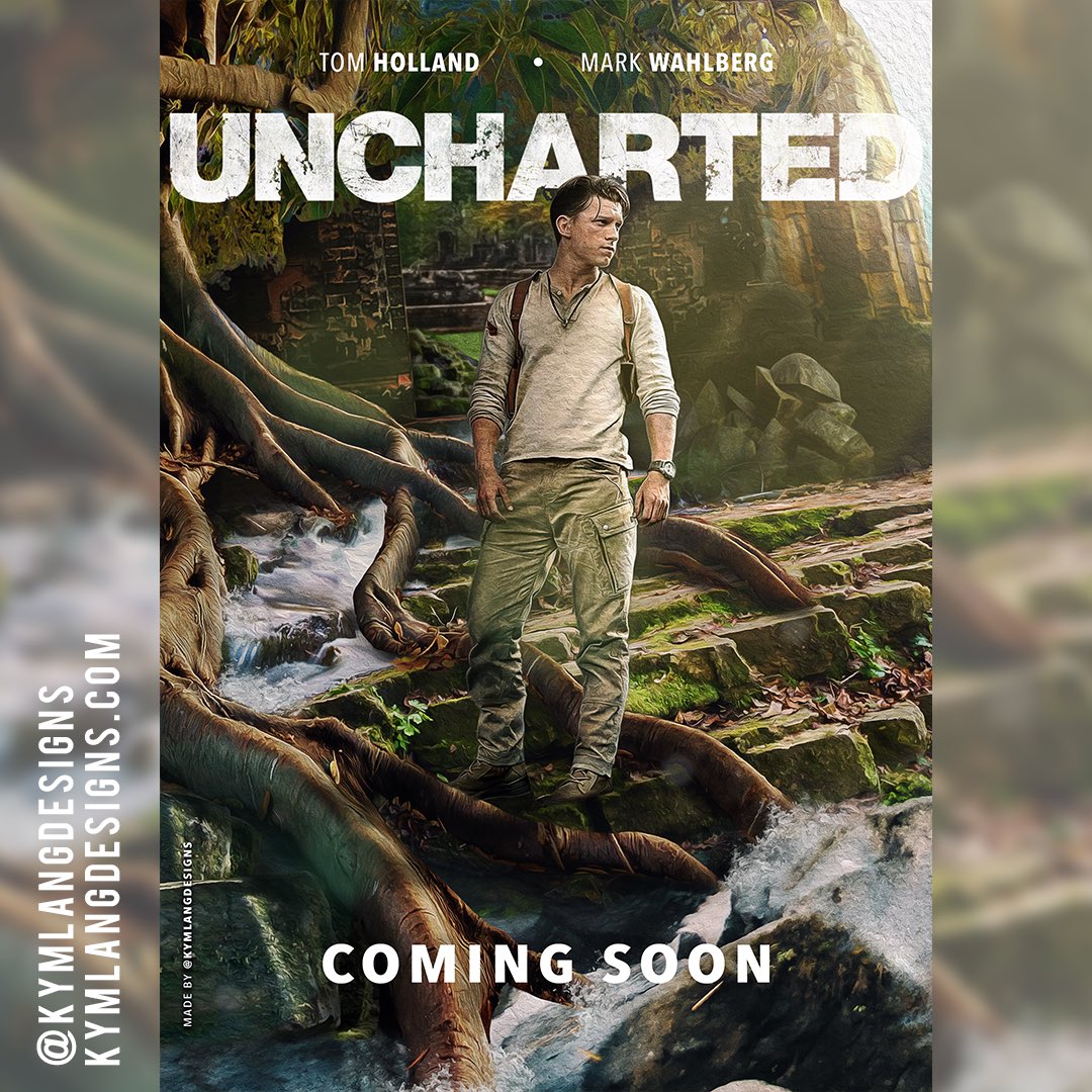 kym_lang's tweet photo. Created a movie poster for the upcoming #uncharted movie. What do you think? #movieposter #TomHolland #nathandrake https://t.co/58ue41q15s