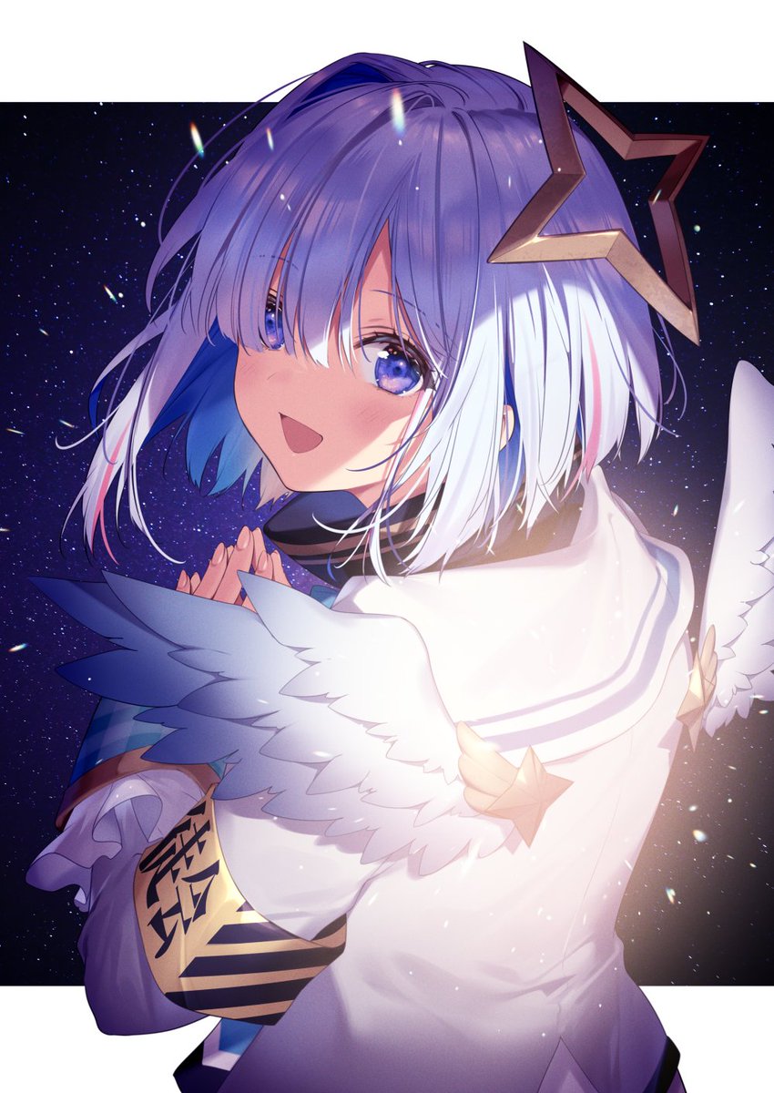 amane kanata 1girl solo wings star halo armband halo short hair  illustration images