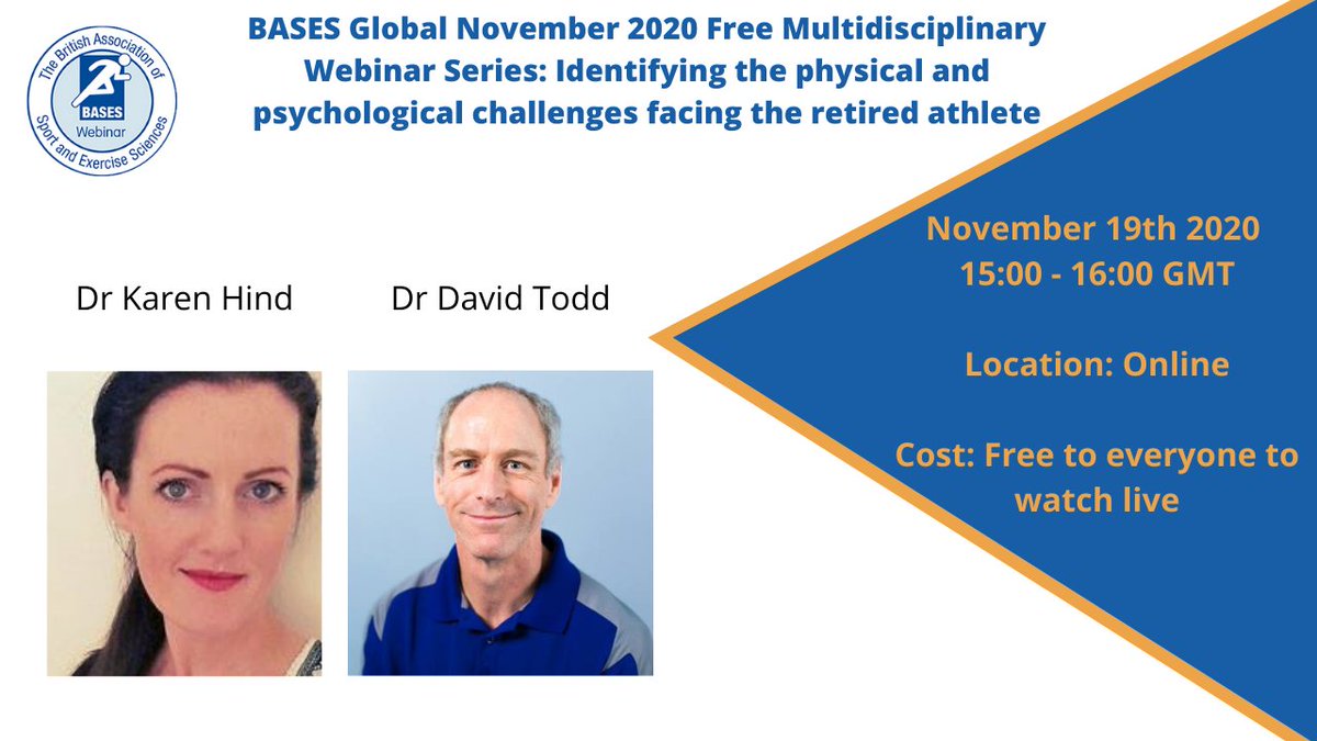 CASESsocial's tweet photo. The BASES November Webinar Series 2020 starts today but there are plenty of great webinars coming up, including 'Identifying the physical and psychological challenges facing the retired athlete', taking place on November 19 at 3pm. See here for more! 🔗 https://t.co/VtNxcTiEhW https://t.co/4zLsYDyUgd