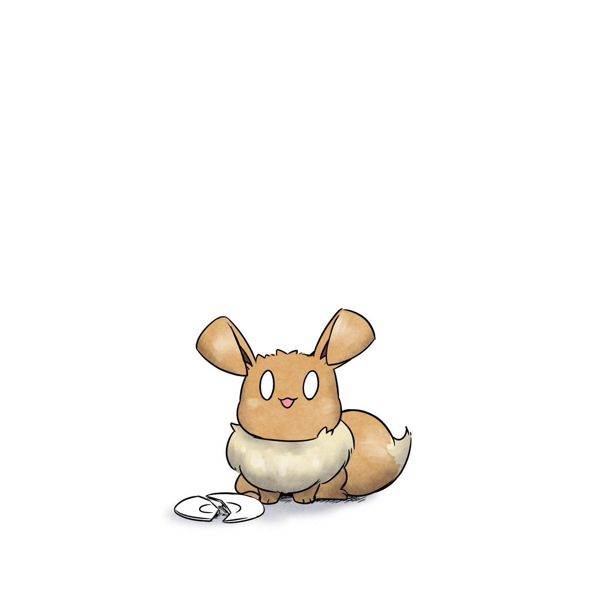 eevee no humans pokemon (creature) solo white eyes white background smile open mouth  illustration images
