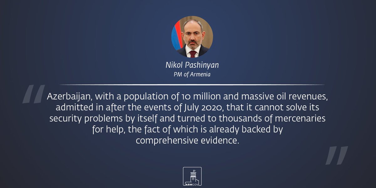armgov's tweet photo. The involvement of mercenaries and terrorists in the aggression launched against #Artsakh is a threat not only to Artsakh and #Armenia, but also to international security, and should therefore be subject to international investigation. @NikolPashinyan https://t.co/kMkzcHb6D3