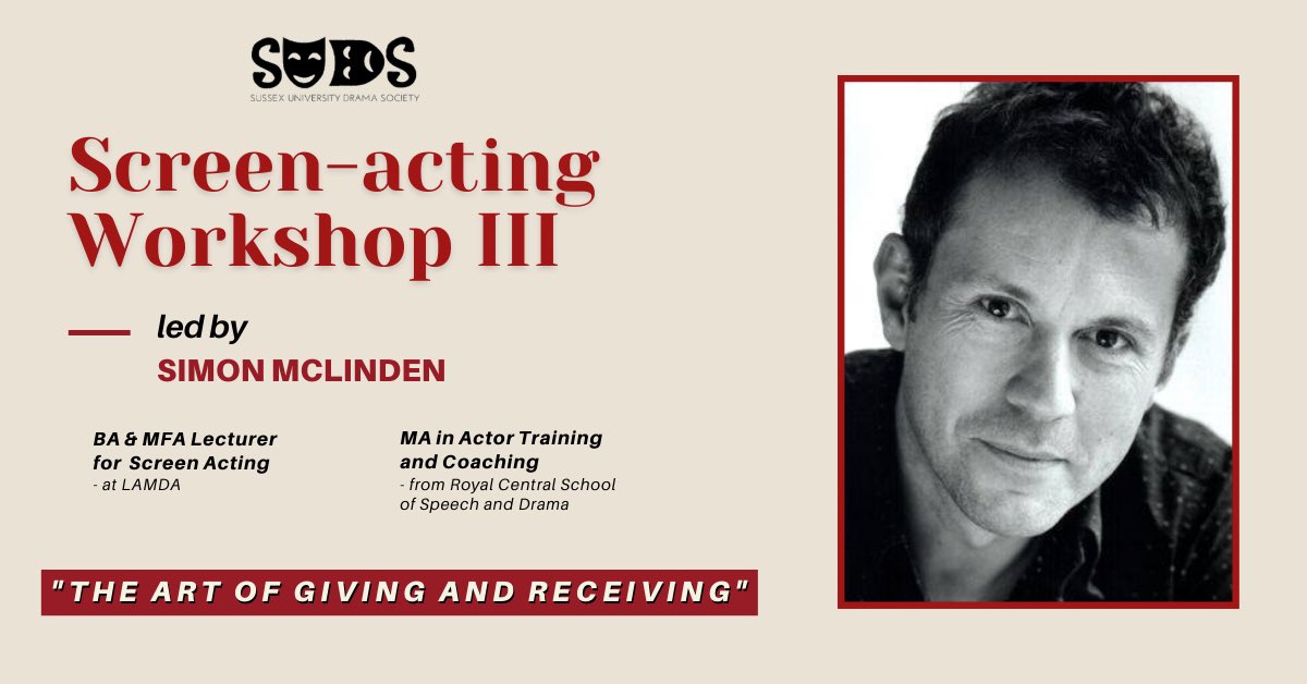 sudsofficial's tweet photo. don’t forget to join our screen acting workshop tomorrow with Simon McLinden! link to tickets in our bio🤩 https://t.co/hpN6Rg4s57