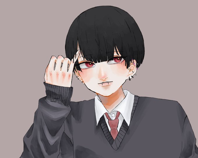 黒髪ピアス男子のtwitterイラスト検索結果