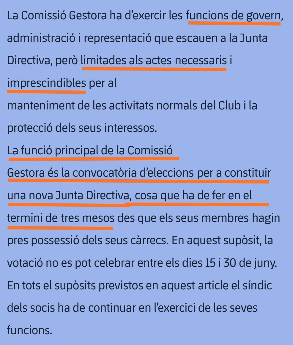 GSBartoMaiMes's tweet photo. #ControlGestoraFCB sabies q les funcions d la Gestora estan limitades als actes imprescindibles per al manteniment d les activitats normals del club i a la convocatòria d'eleccions abans de 3 mesos? 
#Tusquets: NO prenguin decisions que NO els pertoquen i convoquin ELECCCIONS!!! https://t.co/BmG2c6KLkk
