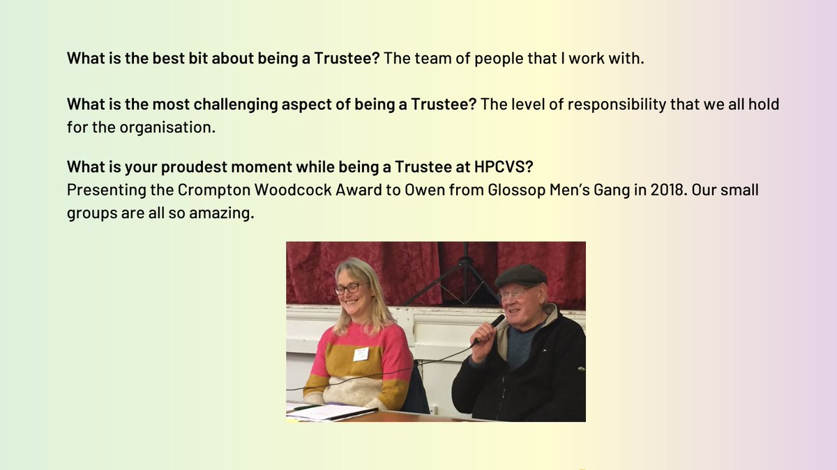 HPCVS's tweet photo. It’s #TrusteesWeek2020  and we want to shine a light on some of our incredible board members. 

First up is Karen Rigg – our fabulous Chair.

For more info check out our website: https://t.co/DRm2XUIH4W

#volunteers #community #highpeak #trustee #Derbyshire https://t.co/a4TeeTqH1s