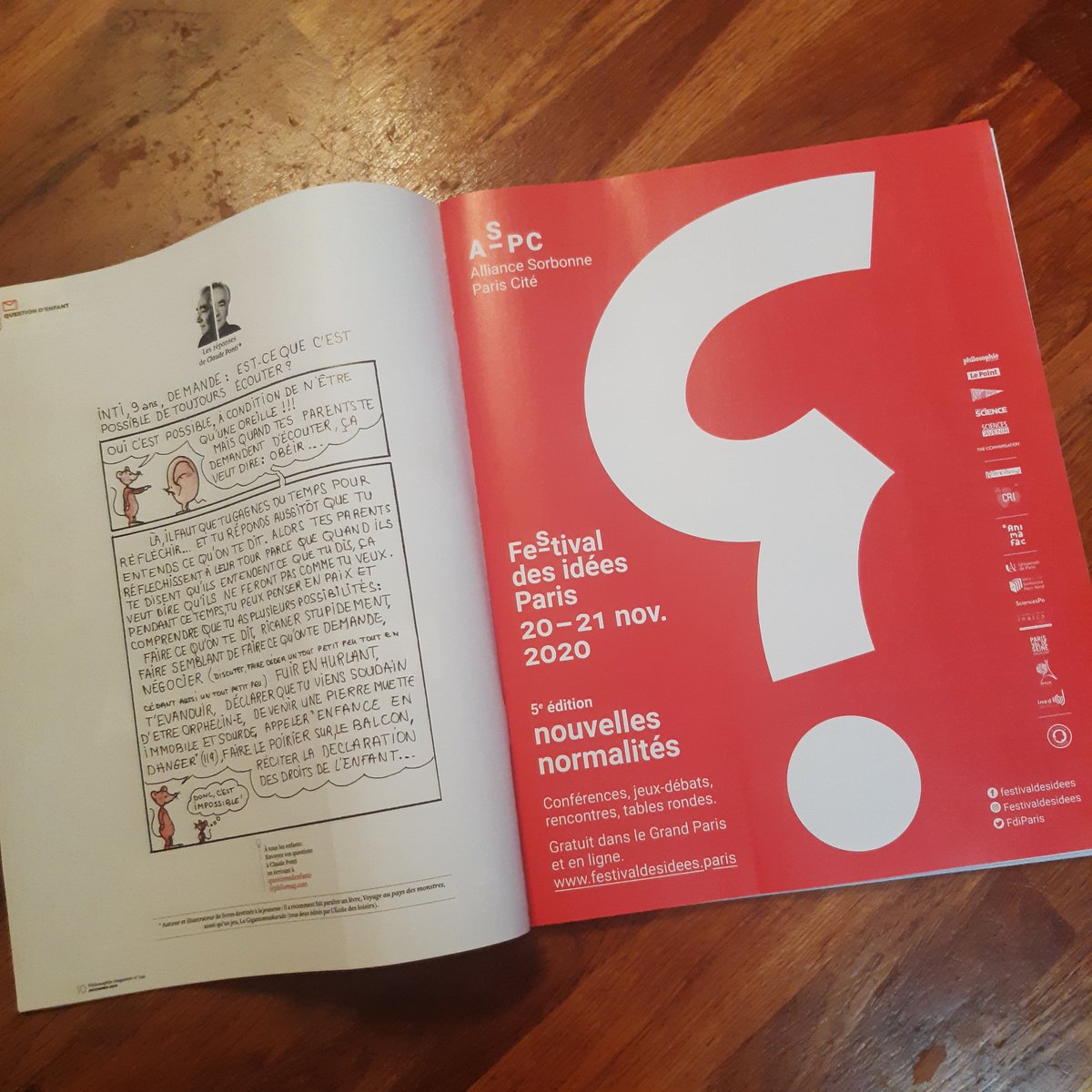 FdiParis's tweet photo. On est très content de côtoyer @ClaudePonti dans les pages de @philomag ce mois-ci. À retrouver dans les kiosques, commerce essentiel s'il en est 😇
Retrouvez toute la programmation du @FdiParis et inscrivez-vous sur https://t.co/xh7ih9wzy2
#festivaldesidees #fdiparis https://t.co/R8JroAj8qj