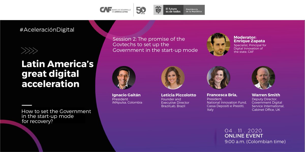 We're excited to see @wdangersmith on the @AgendaCAF panel on #GovTech with representatives from Brazil, Colombia and Italy. Translation will be available, register for the event here: caf.com/es/actualidad/… #DigitalBuyingGuide #AceleraciónDigital