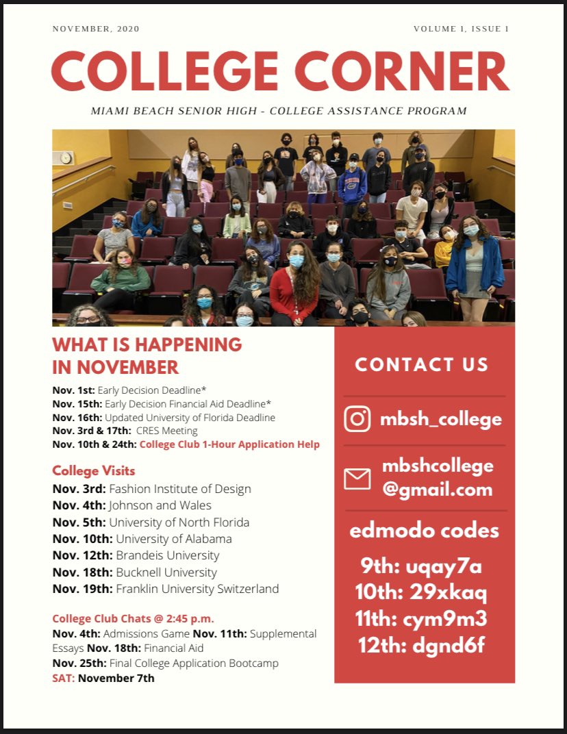 CapMarkowicz's tweet photo. @MiamiBeachSr first College Corner newsletter! @mariatrod664 @bccespedes @SKrantz21 https://t.co/hSgHMw2vIu
