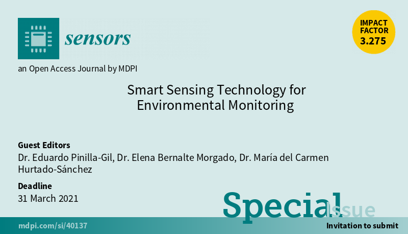 epinillagil's tweet photo. You are welcome to send your MS to the Sensors Special Issue I'm editing with @elenibirich and Maria del Carmen Hurtado https://t.co/OzIAOwHyKG Deadline 31-03-2021  @Sensors_MDPI https://t.co/3GRwAwwyDs