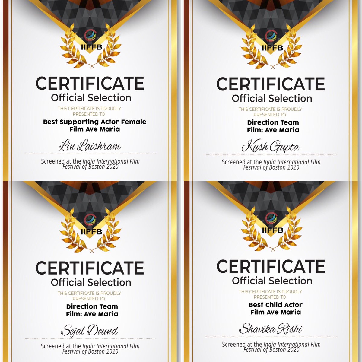 Vanita_ok's tweet photo. Blessed! Six Awards for my film AVEMARIA #BestDirector #BestSupportingActor @LinLaishram #BestChildActor @Shivikarishi3 @BestDirectionTeam @KushGupta1990 @sejaldound #officialselection2020 at #indianinternationalfilmfestivalboston @IIFFB18 @OmungKumar @Banijayasia #teamAveMaria https://t.co/bNimkHEfh5