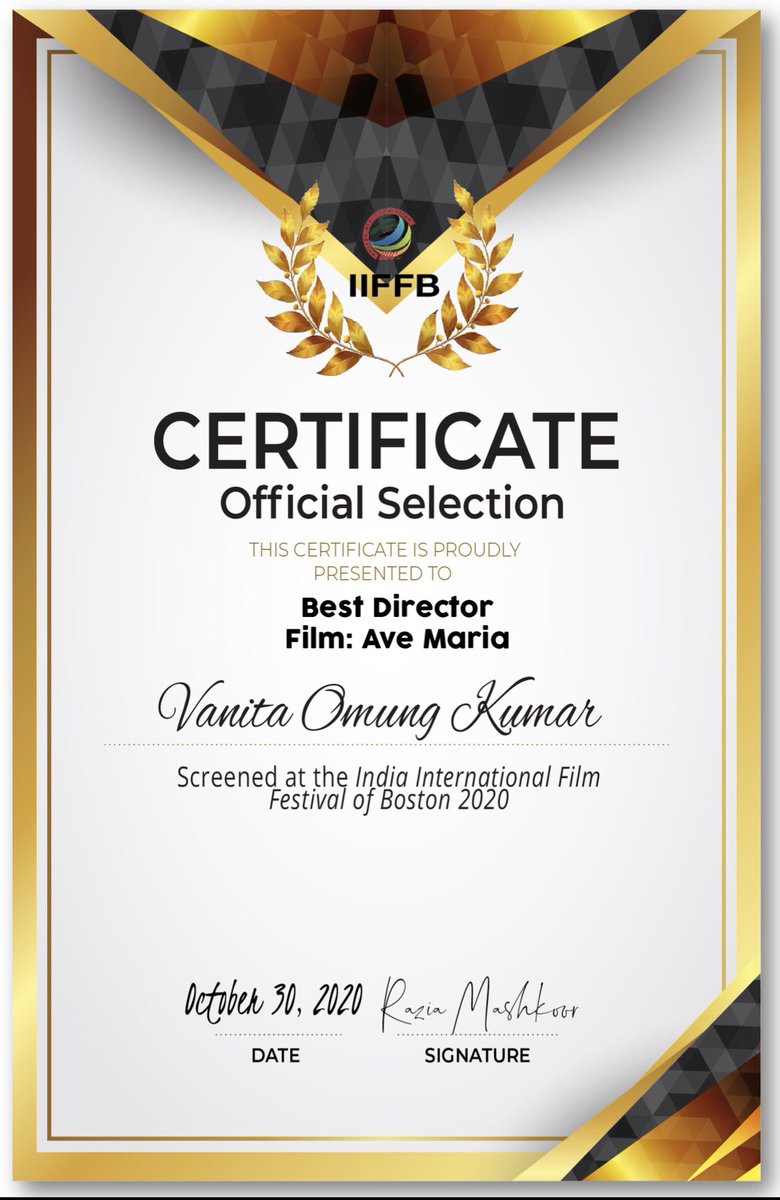 Vanita_ok's tweet photo. Blessed! Six Awards for my film AVEMARIA #BestDirector #BestSupportingActor @LinLaishram #BestChildActor @Shivikarishi3 @BestDirectionTeam @KushGupta1990 @sejaldound #officialselection2020 at #indianinternationalfilmfestivalboston @IIFFB18 @OmungKumar @Banijayasia #teamAveMaria https://t.co/bNimkHEfh5