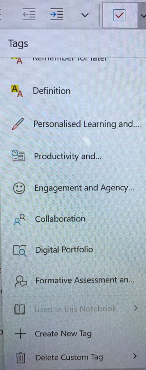DonnaMShah's tweet photo. My #MondayMagicTip is to use tags in @OneNoteEDU. Create your own linked to targets or objectives. You can then search for these (and any other tags used). Perfect for checking coverage etc 

#MIEExpert @MSEducationUK @CognitaSchools @andyperryer https://t.co/xI8x9FBVU0