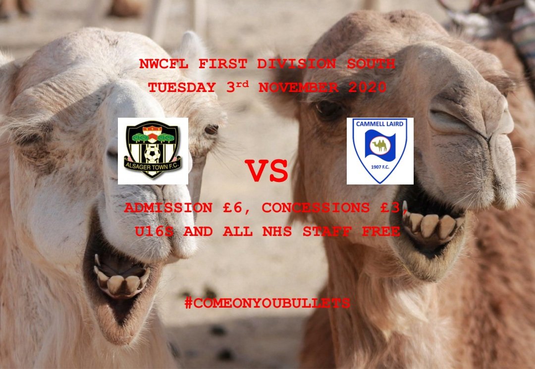 alsagertown_fc's tweet photo. TOMORROW IS MATCHDAY!
And @cammelllairdfc are the visitors to Wood Park
Kick-off is 7.45pm
Please remember #HandsFaceSpace
#ComeOnYouBullets
#TheBulletsWantYou #SupportYourLocalTeam https://t.co/GTk9CFaoXZ
