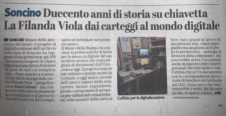 MuseoSetaSoncin's tweet photo. La Provincia di Cremona articolo del 1/11/2020 #seta #museitaliani #lombardia #filanda #setificio #bacologico #bacologiche #bacodaseta #inLombardia #BorghiPiuBelli https://t.co/0tWNFWaOBz