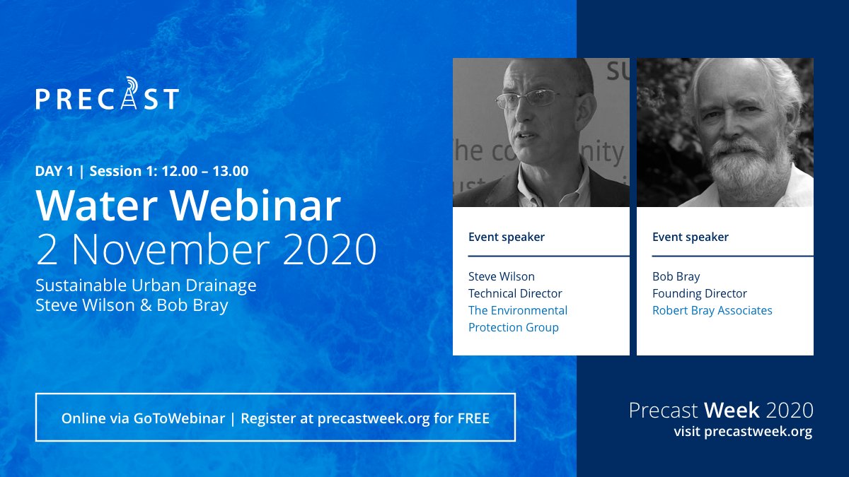 concreteoffsite's tweet photo. Precast Week is about to kicked off with our first webinar session on Water Management. Speakers include Steve Wilson from The Environmental Protection Group and Bob Bray from Robert Bray Associates. Discussing SUDS and Permeable Paving. #PrecastWeek #SUDS @British_Precast https://t.co/9MvbgTe6pg
