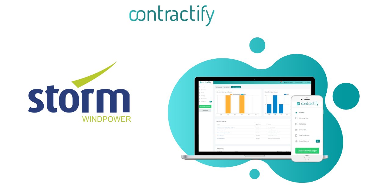 Contractify_'s tweet photo. Er waait een nieuwe wind bij Contractify 🌬️ Deze week stellen we jullie voor aan onze klant @stormwindenergy 
Storm nam de controle over hun administratie terug in handen met:
💨efficiënte e-signing
💨alle documenten op 1 overzichtelijke plek
💨gestructureerde contractopvolging https://t.co/O9huAQFTWw