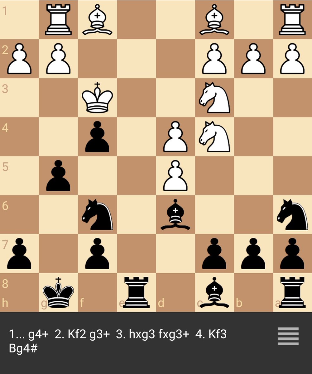 やすえ館 チェスと将棋の初心者 とある チェス アプリの タクティクス です 手番が黒で4手メイトで黒の勝ちになります 黒のビショップと黒のポンを活用します 正解の手順は このスレッドを表示 をタップすると確認出来ます チェスjp Chess やすえ館 チェスと将棋の初心者 とある チェス アプリの タクティクス です 手番が黒で4手メイトで黒の勝ちになります 黒のビショップと黒のポンを活用します 正解の手順は このスレッドを表示 をタップすると確認出来ます チェスjp Chess