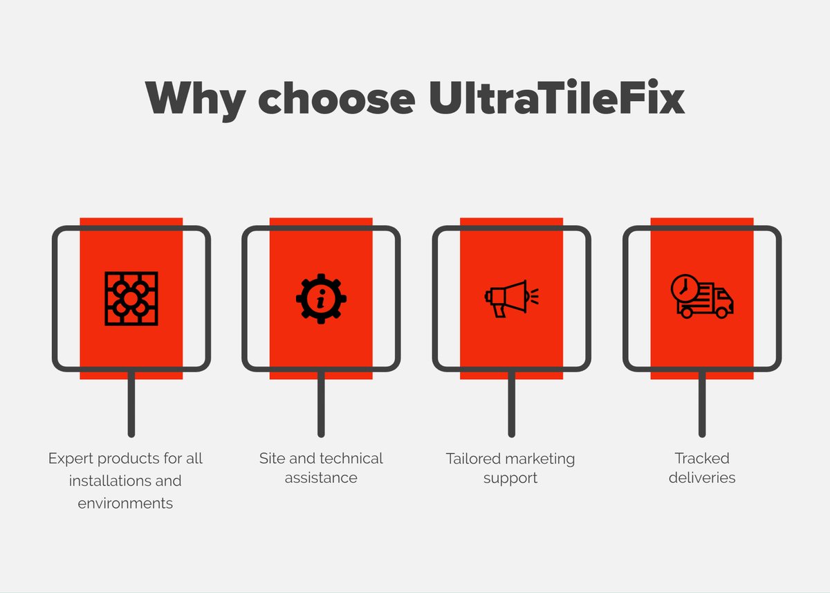 UltraTile_UK's tweet photo. By choosing UltraTileFix you will benefit from text updates, dedicated customer and marketing support, on-site technical assistance and account manager (and that's on top of our fantastic product range!) https://t.co/u4Qq9d7r8F #ChooseUltraTileFix #Tiles #Tiling #TileFix https://t.co/DTb6tgL9S6