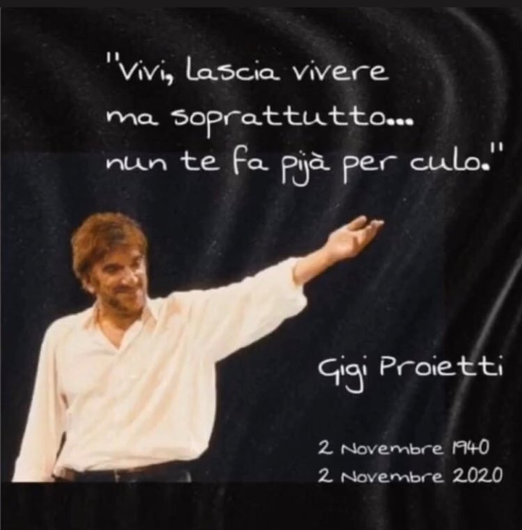MarroccoPatty's tweet photo. Ironizzava sempre sulla sua data di nascita... va’ via con una delle sue #mandrakate Usa la stessa data #2novembre per salutarci. Buon viaggio #maestro #gigiproietti #immenso https://t.co/9bJSfTmKTh