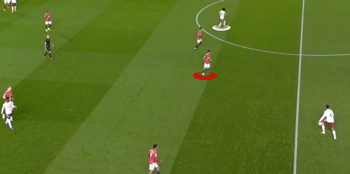 Individual Pressing – No!People praise individual pressing because it shows effort. Rather, in the majority of cases it's not intelligent. Here, Bruno presses individually when he should be following Elneny. The result? Bruno ends up out of position and Elneny gets the ball.