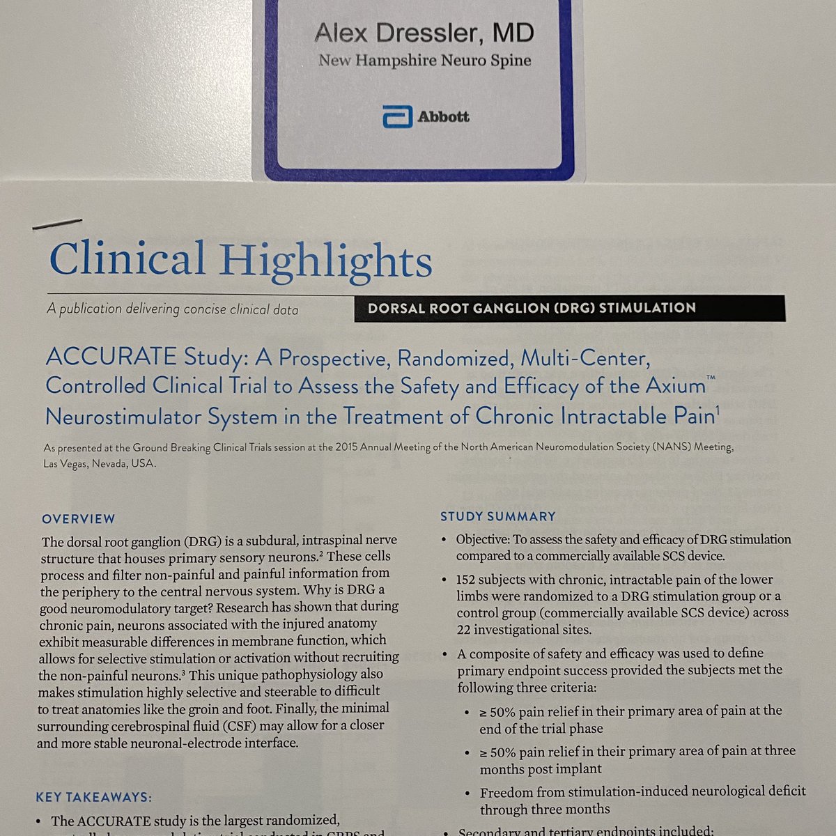 AlexDresslerMD's tweet photo. Very lucky to be trained in DRG stimulation over the weekend by @abbottglobal and a few of the leaders in our field! I can’t wait to be able to bring this to my patients and those in chronic pain. #neuromodulation #interventionalpain #drgstimulation https://t.co/y8GgMBnSqL