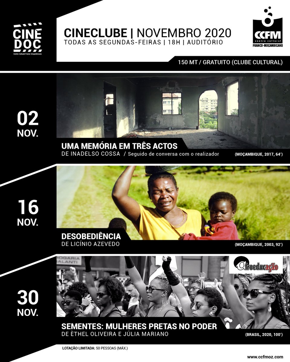 CCFMoz's tweet image. Pensamos e decidimos criar um cartaz dedicado somente às  nossas sessões de 🎬cine-clube. 🤩

É com imenso prazer que partilhamos o cartaz do mês de Novembro.

O primeiro filme está marcado para hoje, 2 de Novembro, às 18:00h, no auditório.

Até logo!