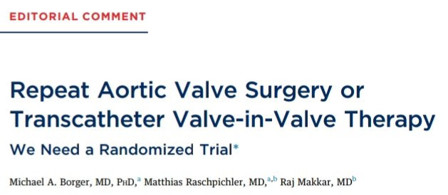 Anyway, accompanying editorial was v. interesting. Specifically, see highlighted sentence below.It is true that V-in-V TAVI has become a 'common sense' solution for many patients before RCT has confirmed this...are we too late? Could we do an RCT now? I think Yes. Here's why...