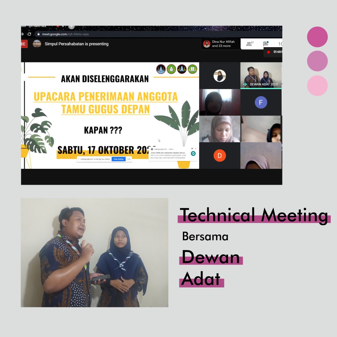 Pramuka_UNS's tweet photo. Dokumentasi kegiatan Simpul Persahabatan, Minggu 11 Oktober 2020

Kegiatan ini bertujuan untuk lebih mengenal Pramuka UNS lebih jauh, membahas berbagai topik yang menarik serta TM untuk upacara penerimaan anggota tamu #cikalmuda #roadtodiklat41 #openrecruitment #PramukaUNS https://t.co/k5Snov1qAY